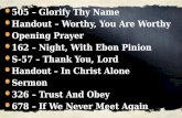 505 â€“ Glorify Thy Name Handout â€“ Worthy, You Are Worthy Opening Prayer