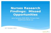 Nurses  Research  Findings:   Missed Opportunities