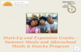 Start-Up and Expansion Grants – Summer Meals and Afterschool Meals & Snacks Program