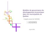 Modèles de gouvernance du développement économique dans les municipalités du Québec