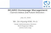 RCARO  Homepage  Management - Current  Status and Future  Direction -