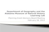 Department of Geography and the Alabama Museum of Natural History  Learning Lab
