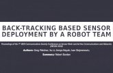 Back-Tracking based Sensor Deployment by a Robot Team