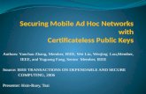 Securing Mobile Ad Hoc Networks with Certificateless  Public Keys
