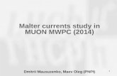 Malter  currents study in MUON MWPC  (2014) Dmitrii Mausuzenko ,  Maev  Oleg (PNPI)