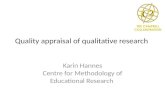 Quality appraisal  of  qualitative  research