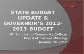 State Budget Update & Governor’s 2012-2013 Budget