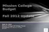 Mission College  Budget Fall 2012 Update
