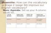 Quaestio :  How can the vocabulary in  Stage 2 (page 34) improve  our English vocabulary?