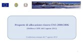 Proposte di allocazione  risorse FAS 2000/2006 (Delibera CIPE del 3 agosto 2012)