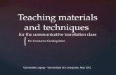 Teaching materials and techniques  for the communicative translation class