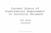 Current Status of  Experimental  Requirement  in  Technical Document