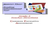 Grade 3 Teacher Directions C ommon  F ormative  A ssessment