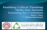 Enabling Critical Thinking Skills that Sustain Learning for a Lifetime