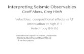 Interpreting Seismic Observables Geoff Abers, Greg  Hirth