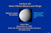 Lecture 12: Giant Planet Moons and Rings