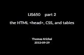 LIS650part 2 the HTML , CSS, and tables