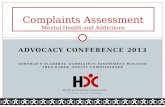 Complaints Assessment Mental  H ealth and Addictions
