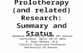 Prolotherapy (and related) Research: Summary and Status
