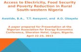 Access to Electricity, Food Security and Poverty Reduction in Rural  South-western  Nigeria