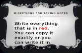 Directions for taking notes