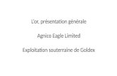 L’or, présentation générale Agnico Eagle Limited Exploitation souterraine de Goldex