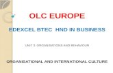 OLC EUROPE  EDEXCEL BTEC   HND  IN BUSINESS  UNIT 3: ORGANISATIONS AND BEHAVIOUR