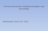 Primary documents: Reading strategies and Excerpting