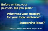Before writing your journals,  did you plan?