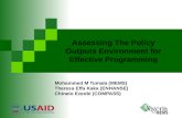 Assessing The Policy Outputs Environment for Effective Programming