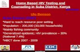 Home Based HIV Testing and Counseling in  Suba  District, Kenya Ulo Benson