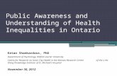 Public Awareness and Understanding of Health  I nequalities in Ontario