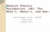 Medical Physics Residencies -101 : The What’s, Where’s, and  How’s