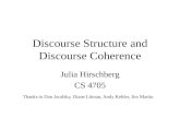 Discourse Structure and Discourse Coherence