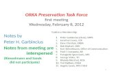 ORKA Preservation Task Force first meeting Wednesday, February 8, 2012