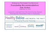 Alabama Perinatal Conference Translating Recommendations  into Action September 14. 2012