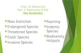 Chap.  10: Biodiversity Sect .  2: Biodiversity at Risk Key Vocabulary