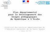 Plan départemental pour le Développement des Usages pédagogiques  du Numérique à l’École