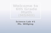 Welcome to 6th Grade Math (MSMII)