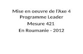 Mise  en oeuvre de  l’Axe  4 Programme Leader Mesure  421  En  Roumanie  - 2012
