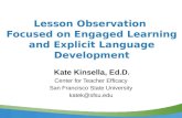 Lesson Observation  Focused on  Engaged Learning and Explicit Language Development