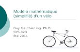 Modèle  mathématique (simplifié)  d’un vélo