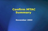 Confirm MTAC Summary