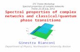Spectral properties of complex networks and  classical/quantum  phase transitions