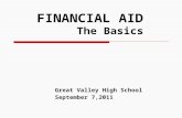 FINANCIAL AID       The Basics Great Valley High School September  7,2011