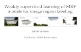 Weakly supervised learning of MRF models for image region labeling