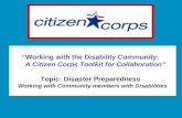 â€œWorking with the Disability Community:   A Citizen Corps Toolkit for Collaborationâ€‌