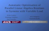 Automatic Optimisation of Parallel Linear Algebra Routines in Systems with Variable Load
