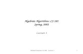 Algebraic Algorithms: CS 282 Spring, 2002