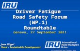 Driver Fatigue  Road Safety Forum (WP.1)  Roundtable